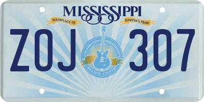 MS license plate ZOJ307