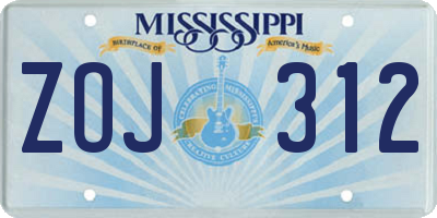 MS license plate ZOJ312