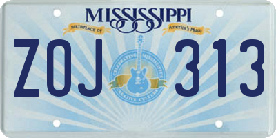 MS license plate ZOJ313