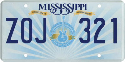 MS license plate ZOJ321