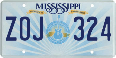 MS license plate ZOJ324