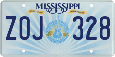 MS license plate ZOJ328