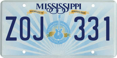 MS license plate ZOJ331