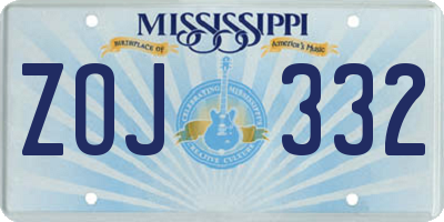MS license plate ZOJ332