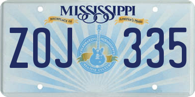 MS license plate ZOJ335