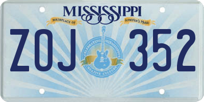 MS license plate ZOJ352