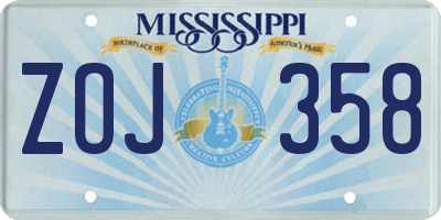 MS license plate ZOJ358