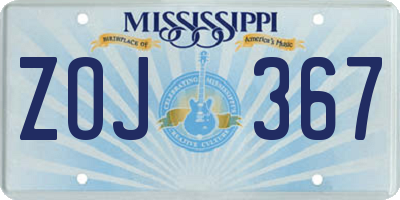 MS license plate ZOJ367