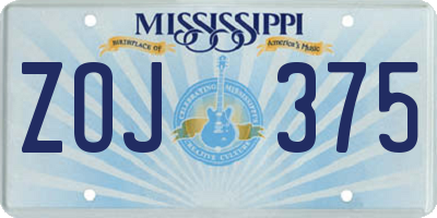 MS license plate ZOJ375