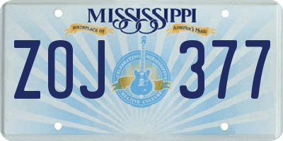 MS license plate ZOJ377