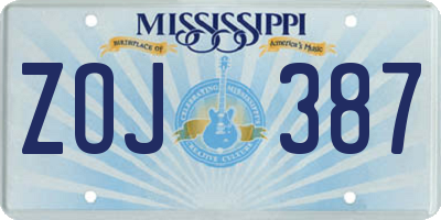 MS license plate ZOJ387