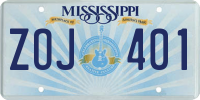 MS license plate ZOJ401