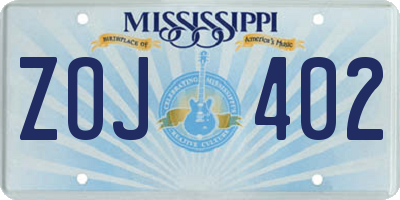 MS license plate ZOJ402