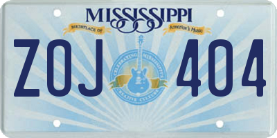 MS license plate ZOJ404