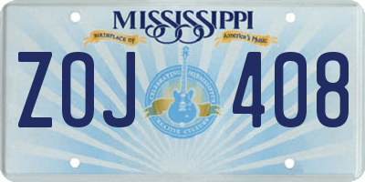 MS license plate ZOJ408