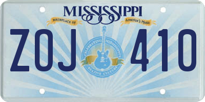 MS license plate ZOJ410