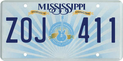 MS license plate ZOJ411