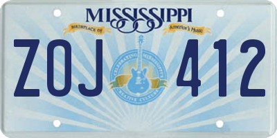 MS license plate ZOJ412