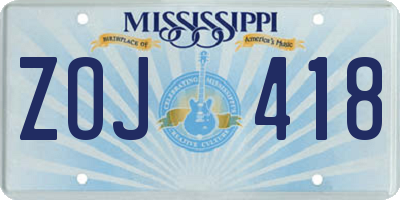 MS license plate ZOJ418
