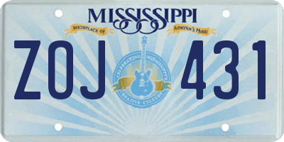 MS license plate ZOJ431