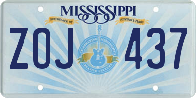 MS license plate ZOJ437