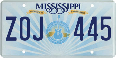 MS license plate ZOJ445