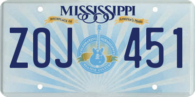 MS license plate ZOJ451