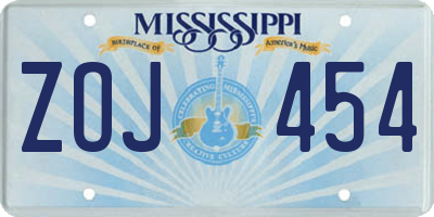 MS license plate ZOJ454