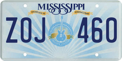 MS license plate ZOJ460