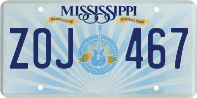 MS license plate ZOJ467