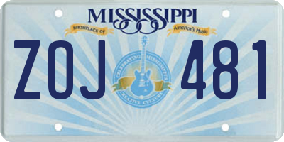 MS license plate ZOJ481