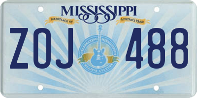 MS license plate ZOJ488