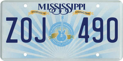 MS license plate ZOJ490