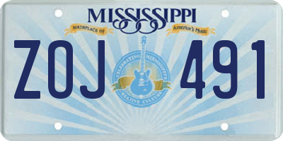 MS license plate ZOJ491