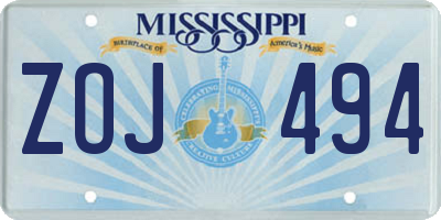 MS license plate ZOJ494