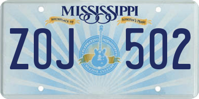 MS license plate ZOJ502