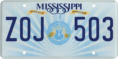 MS license plate ZOJ503