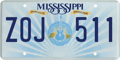 MS license plate ZOJ511