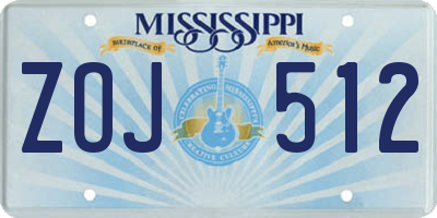MS license plate ZOJ512