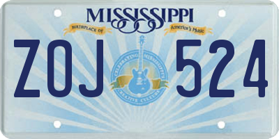 MS license plate ZOJ524