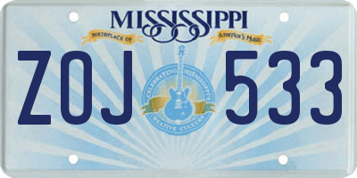 MS license plate ZOJ533