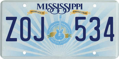 MS license plate ZOJ534