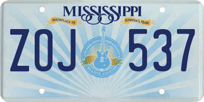 MS license plate ZOJ537