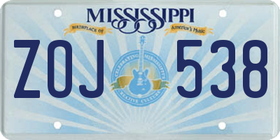 MS license plate ZOJ538