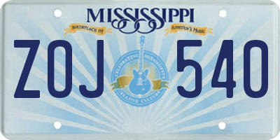 MS license plate ZOJ540