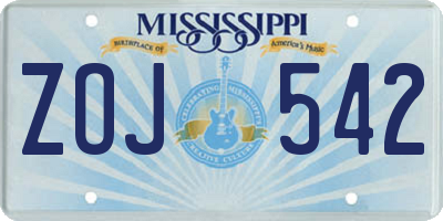 MS license plate ZOJ542