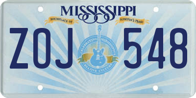 MS license plate ZOJ548