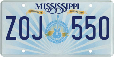 MS license plate ZOJ550