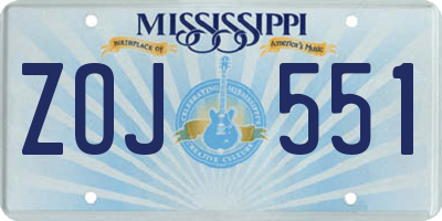 MS license plate ZOJ551