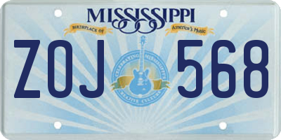 MS license plate ZOJ568